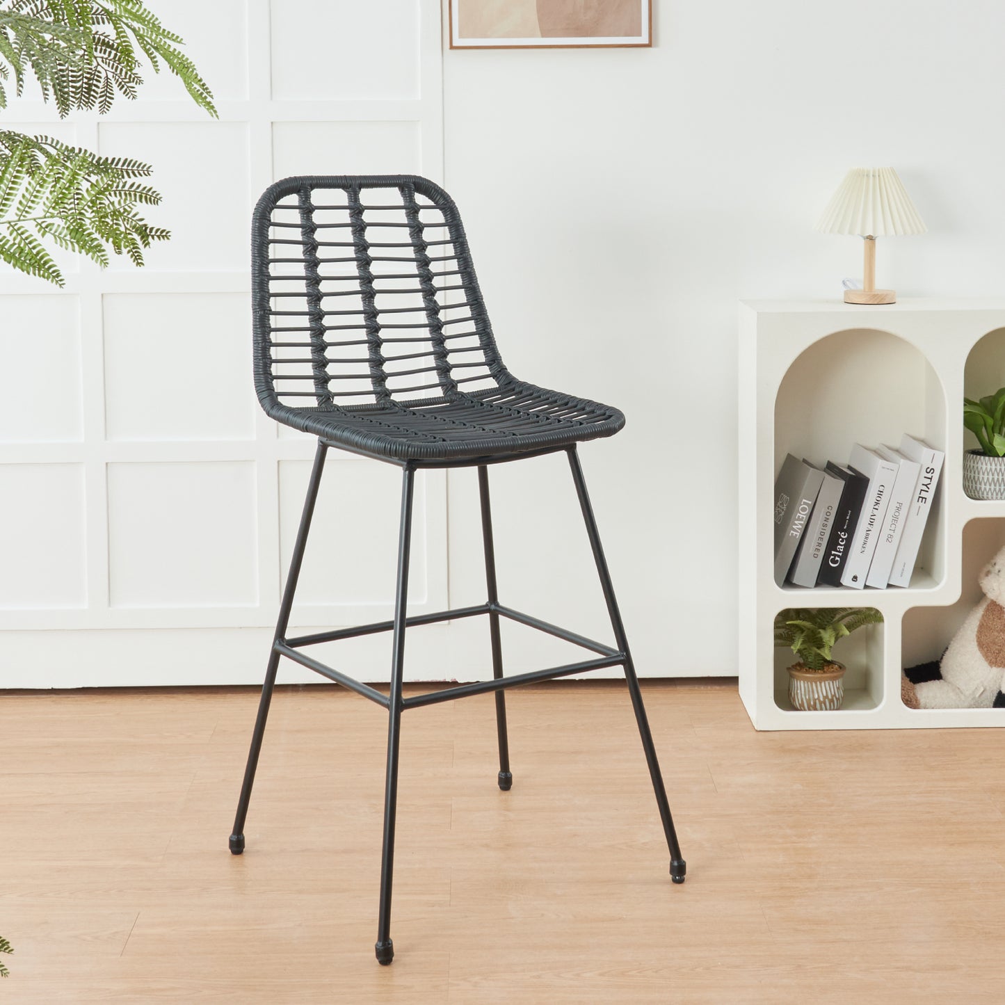 Taburete Alto de Terraza Rattan Grecia Color Negro