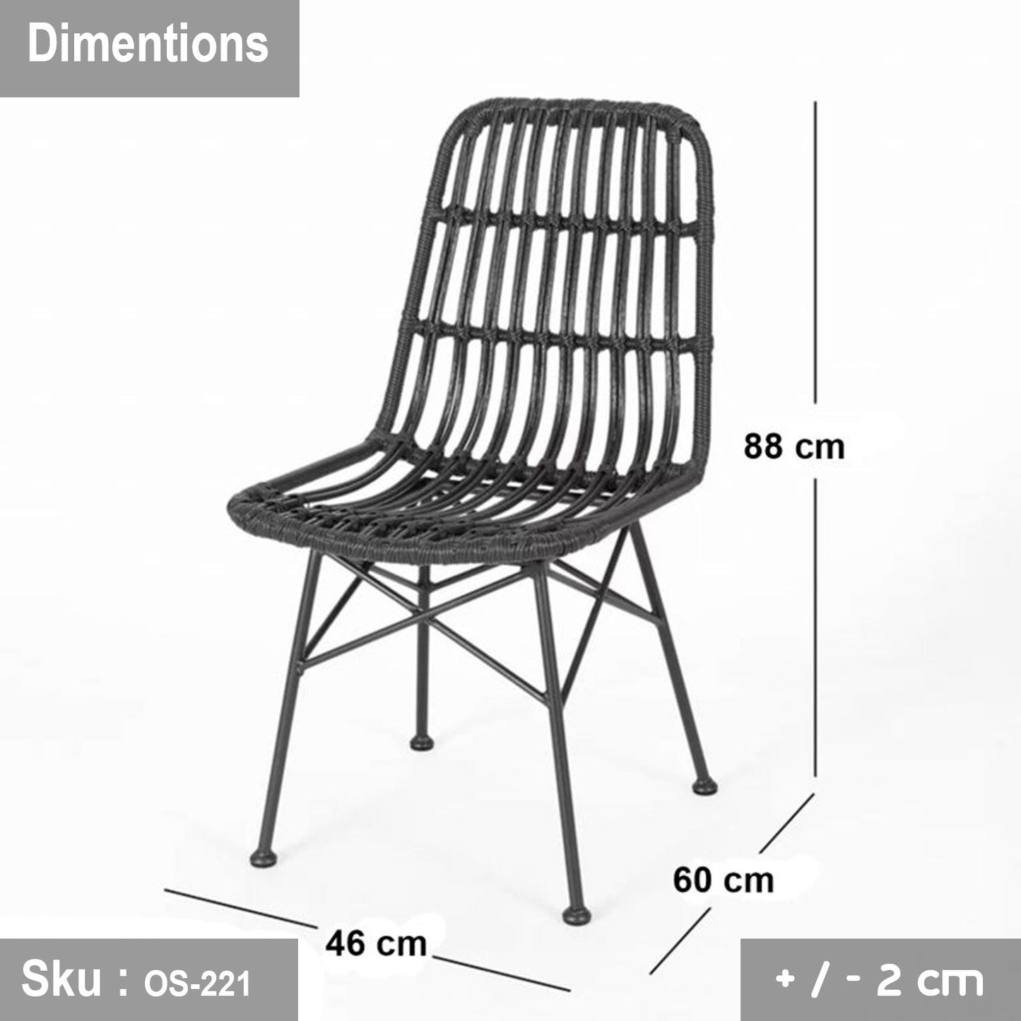 Silla de Comedor Terraza Rattan Grecia Color Negro