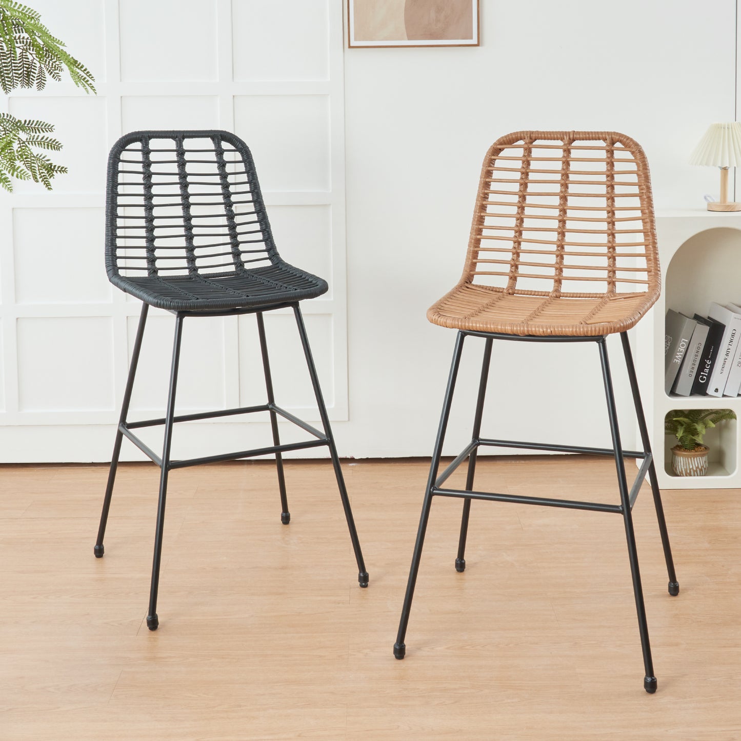 Taburete Alto de Terraza Rattan Grecia Color Negro