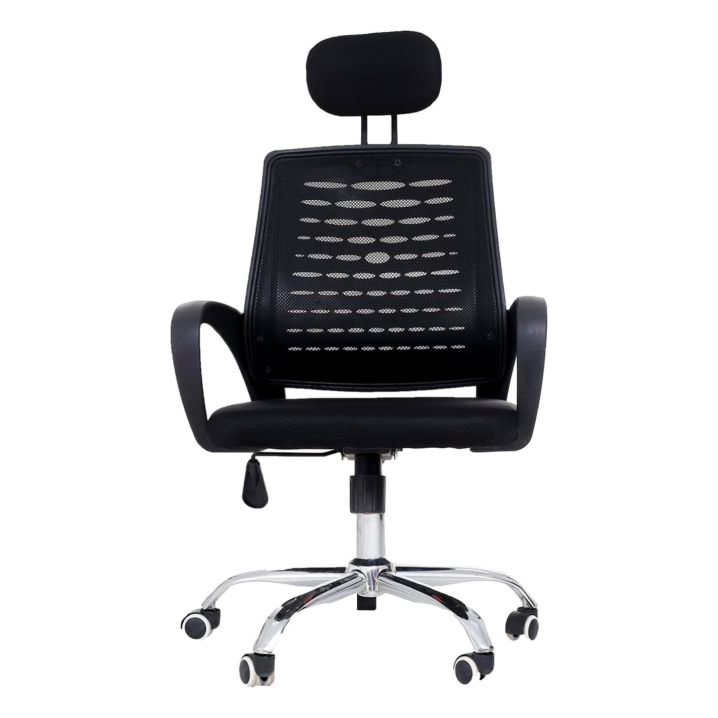 Silla oficina simply mesh negra con apoyabrazos y cabeza