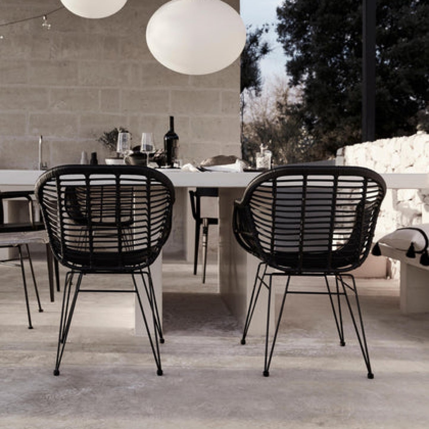 Butaca con Apoyabrazos de Terraza Rattan Grecia Color Negro