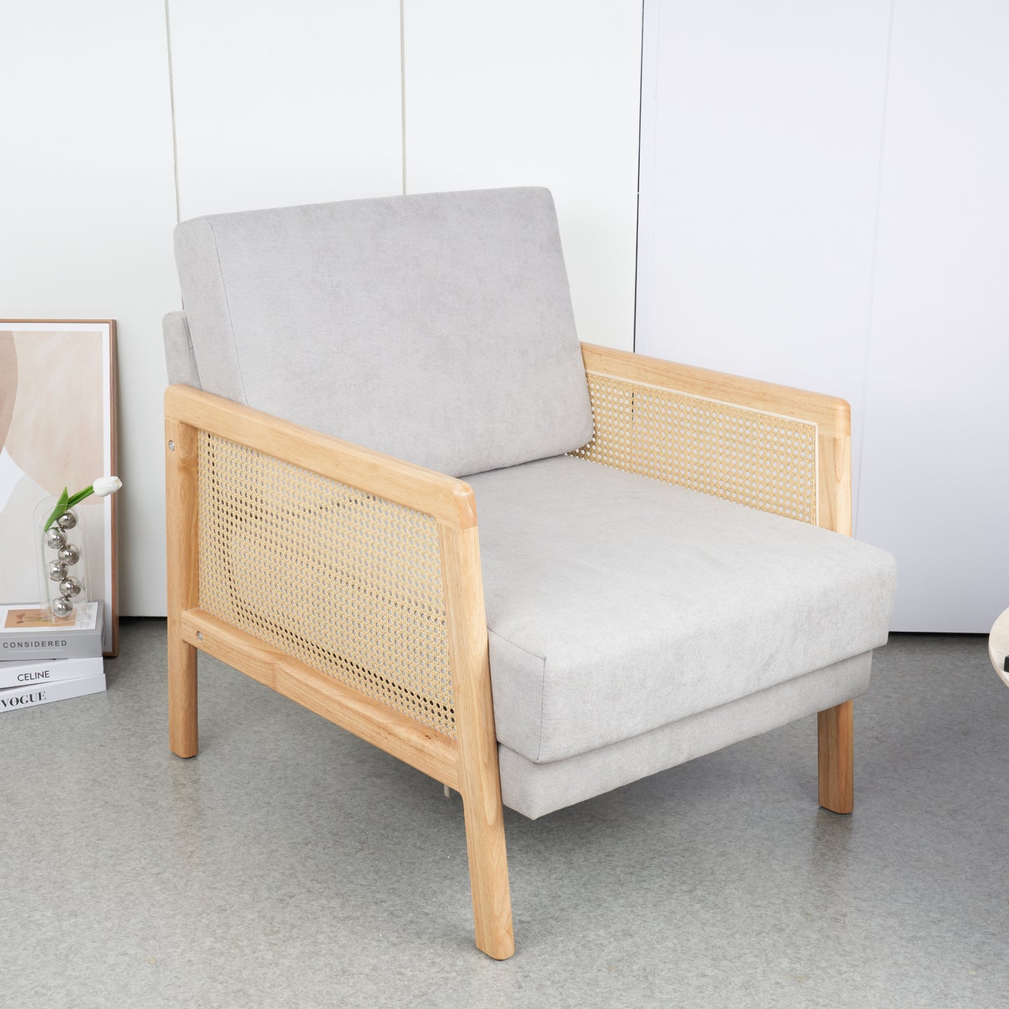 Sillon madera rattan harmony - Gris