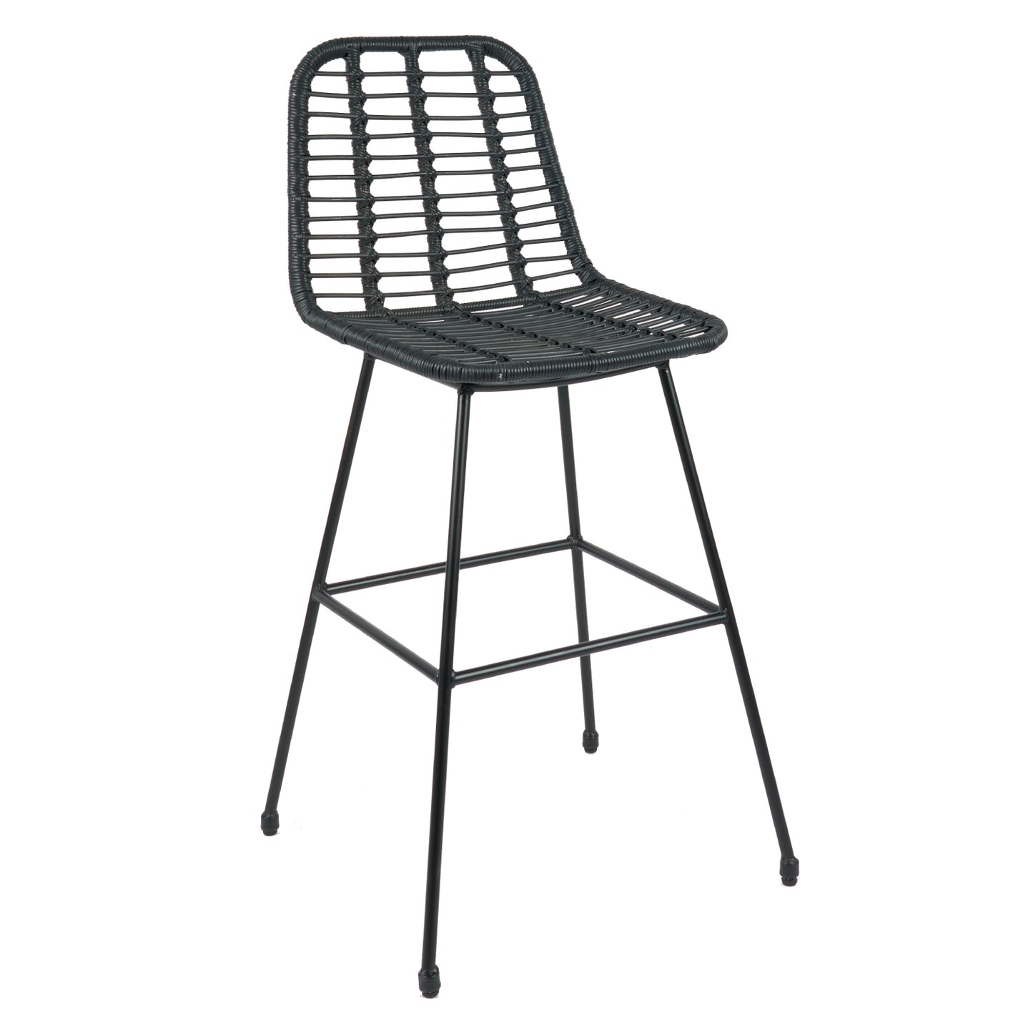 Taburete Alto de Terraza Rattan Grecia Color Negro