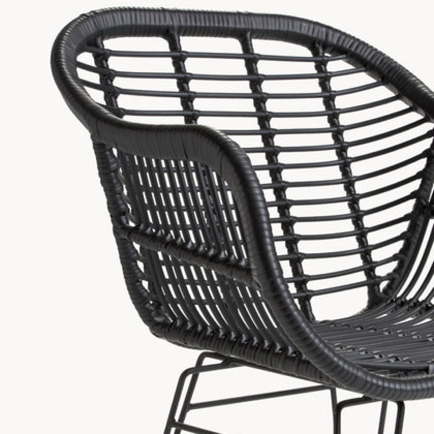 Butaca con Apoyabrazos de Terraza Rattan Grecia Color Negro