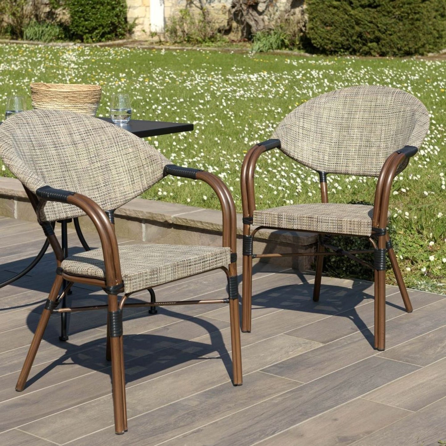 Silla Bistro Parisina Textileno con razos - Beige