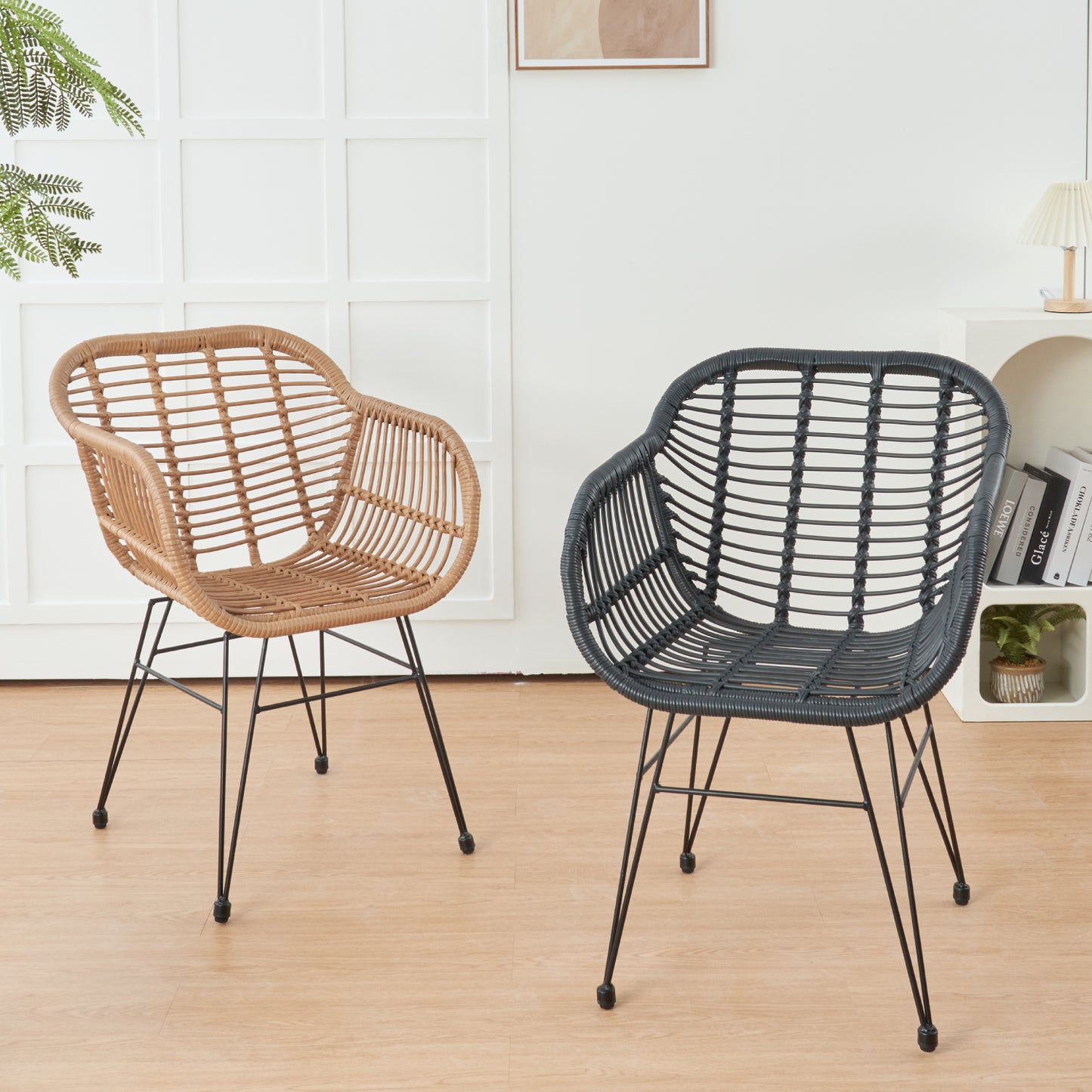 Butaca con Apoyabrazos de Terraza Rattan Grecia Color Negro