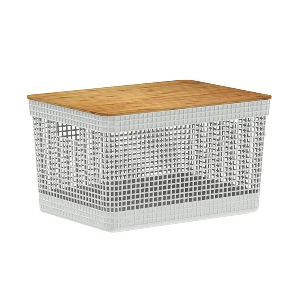 CESTA GRID CON TAPA DE BAMBÚ 8 L