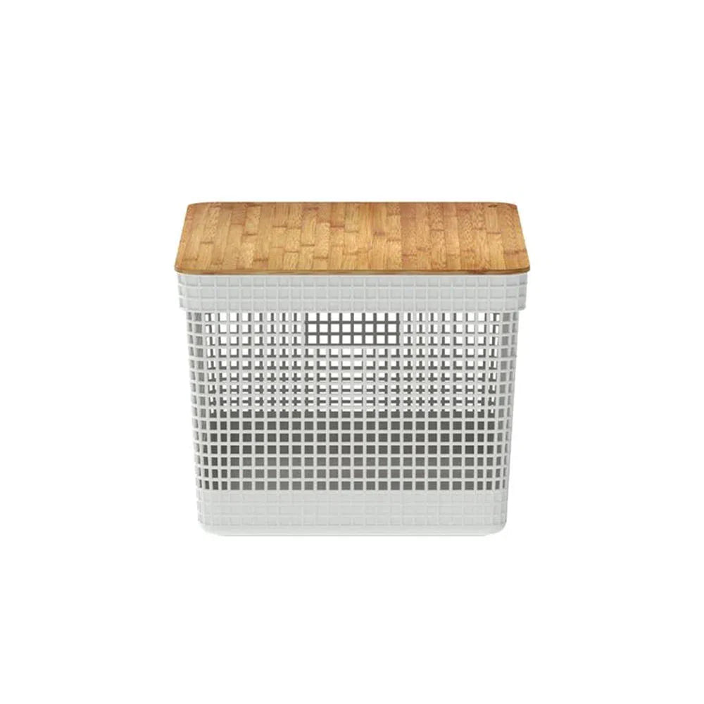 CESTA GRID CON TAPA DE BAMBÚ 8 L