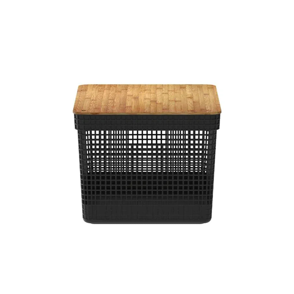 CESTA GRID CON TAPA DE BAMBÚ 8 L