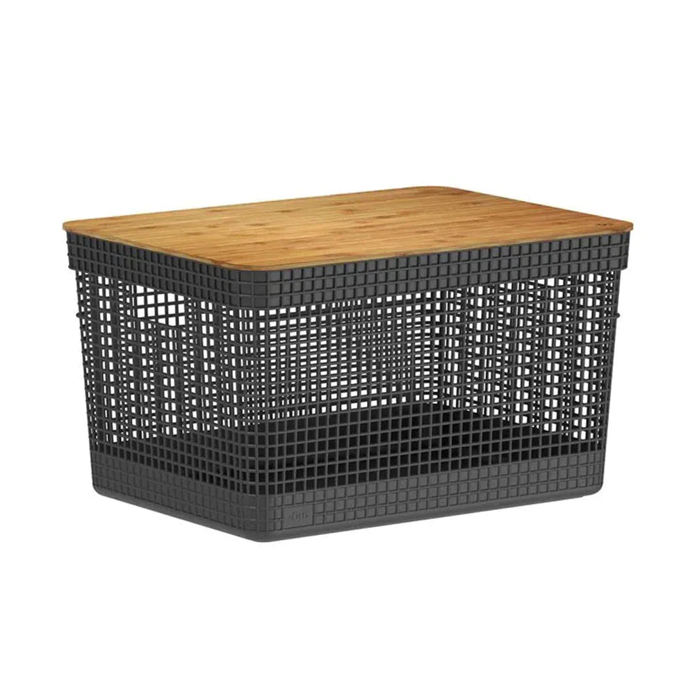 CESTA GRID CON TAPA DE BAMBÚ 8 L