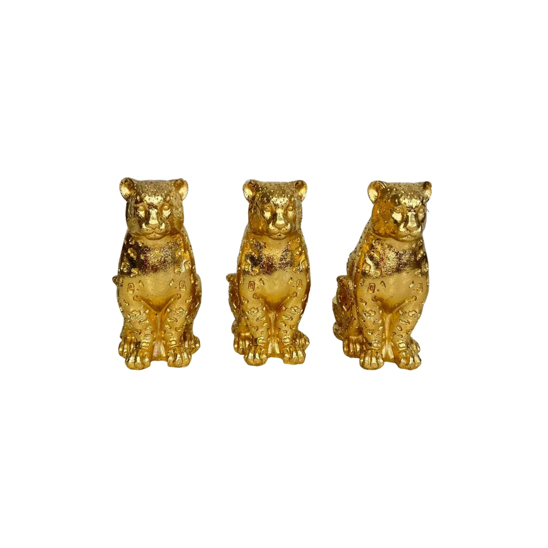 Set Porta Macetero Leopardo Dorado