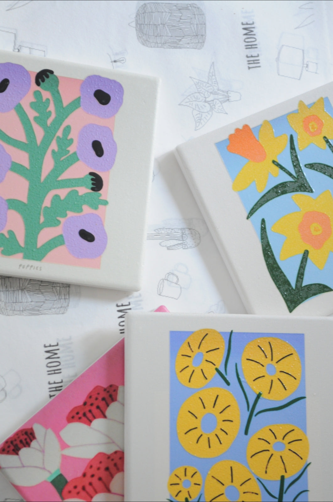 Set de 4 posavasos Flores