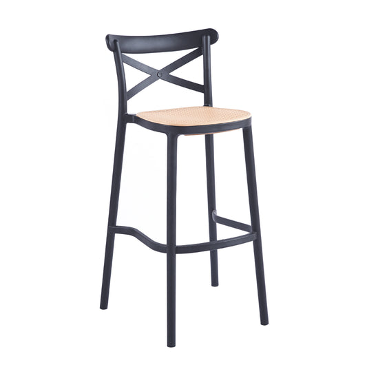 Taburete Crossback Danubio Piso de Bar o Terraza Exterior - Negro