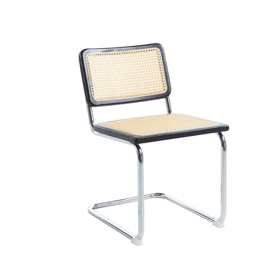Silla Breuer Madera y Rattan - Negra